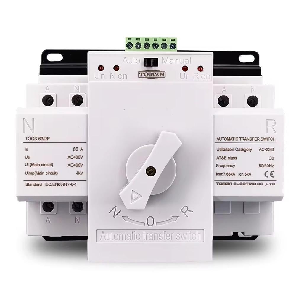 Переключатель ввода резерва TOMZN TOQ3-63/2P моторизованный автоматический 2 полюса 63А (101064)