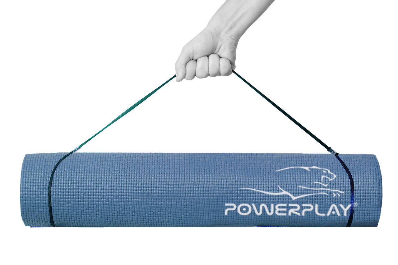 Коврик для йоги и фитнеса PowerPlay 4010 PVC Yoga Mat Темно-синий (20176190) - фото 2