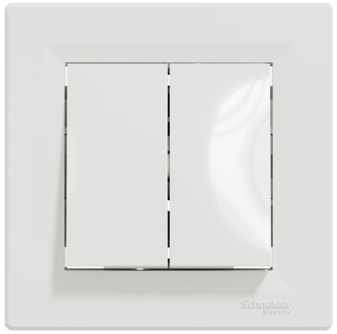 Выключатель проходной двухклавишный Schneider Electric Asfora с рамкой Белый (00000003047) Выключатель проходной двухклавишный Schneider Electric Asfora с рамкой Белый (00000003047)