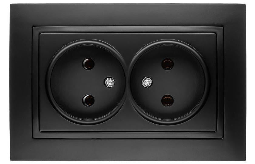 Розетка двухместная MARSHEL ELEGANT RS16-377 Black
