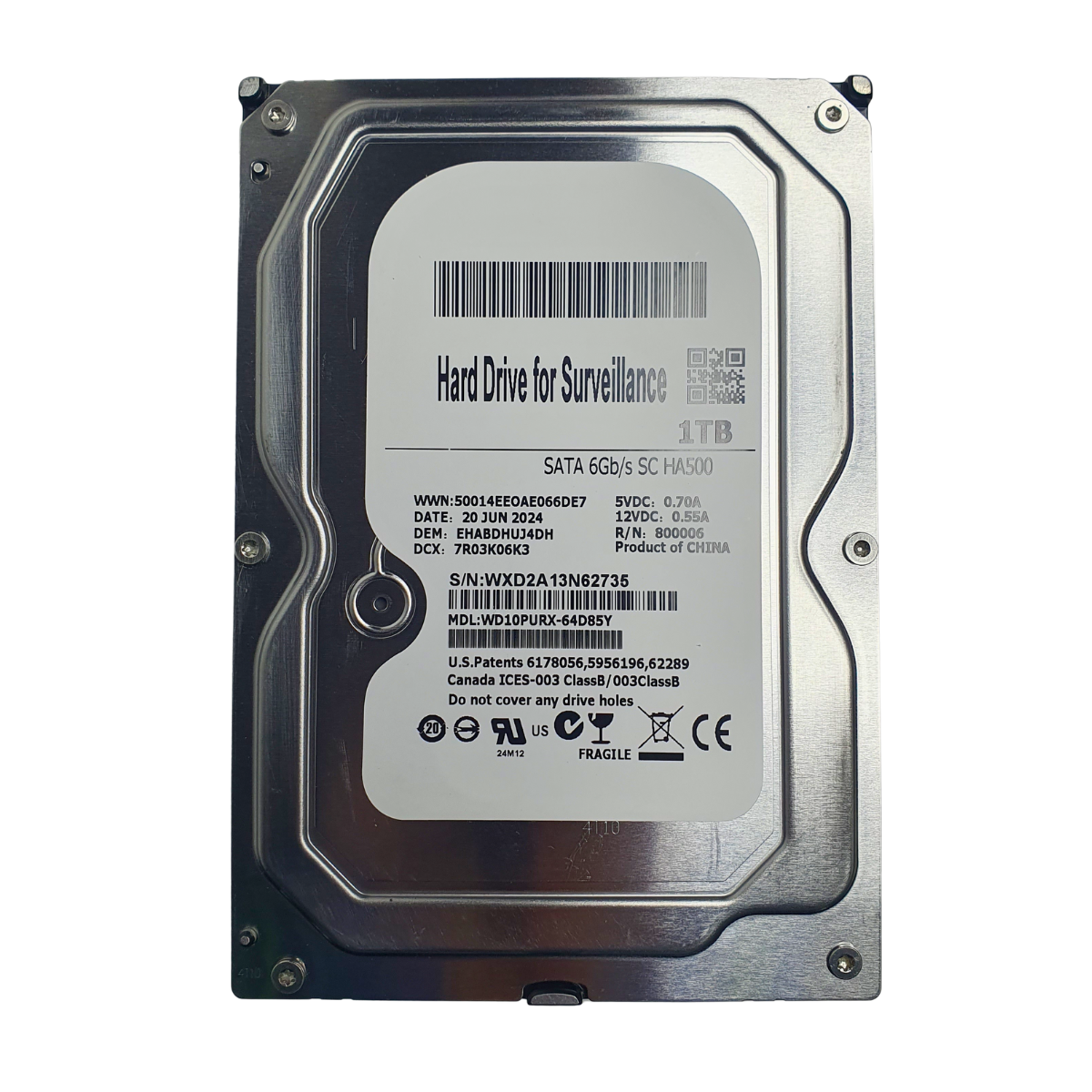 Накопичувач для настільних та портативних ПК Hard Drive 1TB 3,5" SATAIII 5400 rpm 64 MB (ZRW-10)
