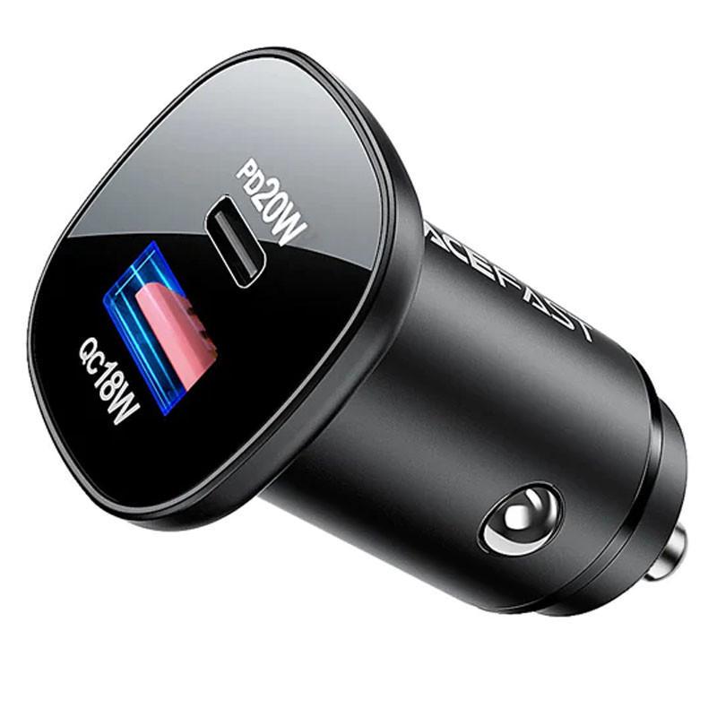 Зарядное устройство для авто Acefast B1 mini 38W USB-C+USB-A dual-port metal car charger Black (00000065907_1)