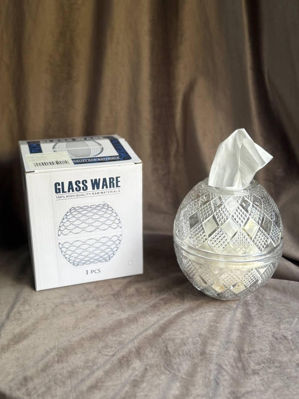 Салфетница стеклянная Yiwu HP-4-110 с рельефной поверхностью настольная 17х15 см Прозрачная (2764938692)