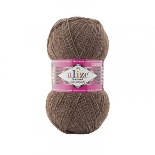Пряжа носочная Alize Superwash Comfort Socks цвет 844 Коричневый меланж (1720138080)