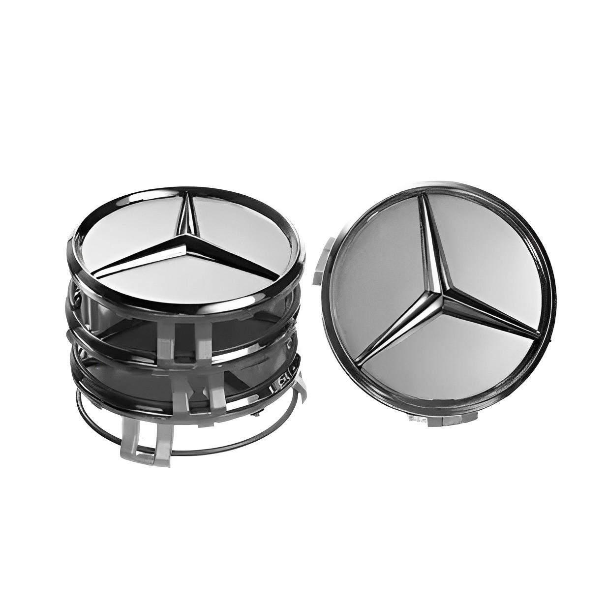 Комплект колпачков для литых дисков Vitol Mercedes 75x70 ABS пластик 4 шт. Серый