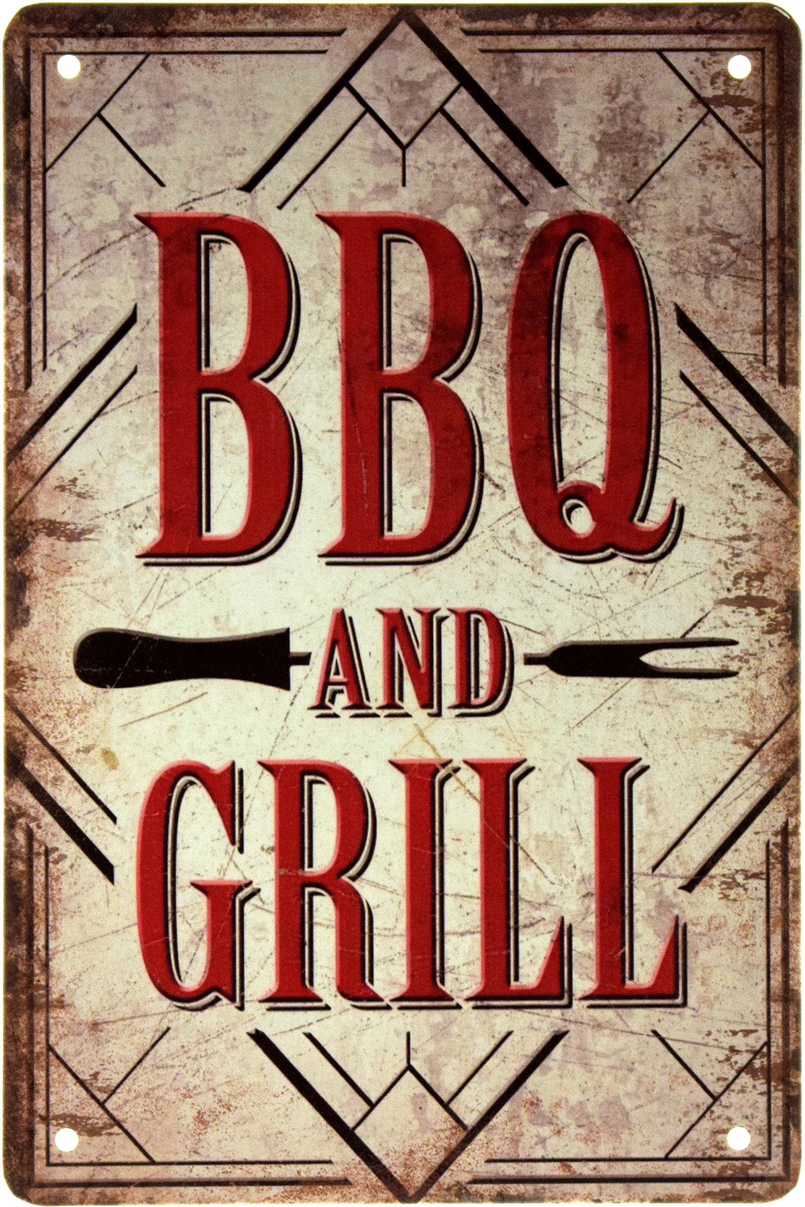 Табличка металлическая Барбекю И Гриль/BBQ And Grill 20x30 см