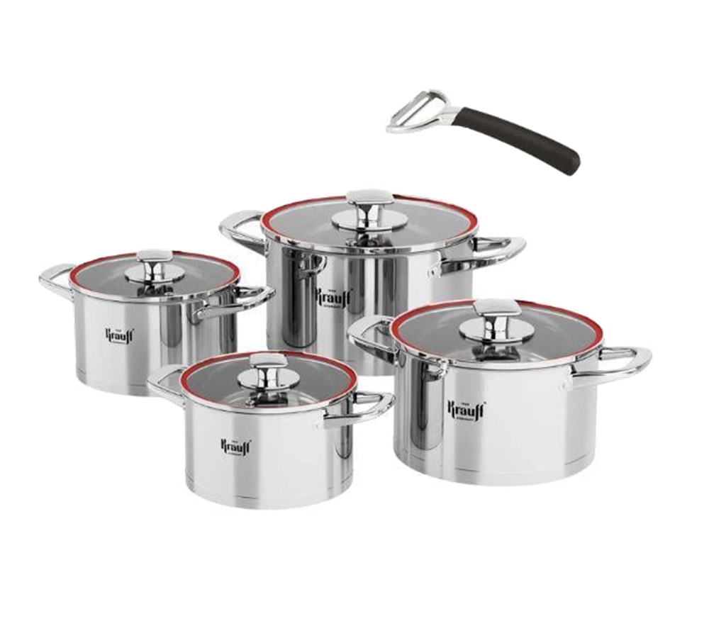 Набор кастрюль Krauff Prime Chef 2/2,7/3,7/6,1 л с ножом для чистки овощей и сумкой-шопером 8 пр. (28453)