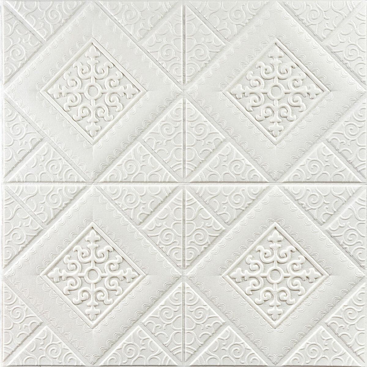 Панель 3D самоклеящаяся декоративная настенно-потолочная вензеля в ромбе 700х700х5 мм (374 SW-00000881)