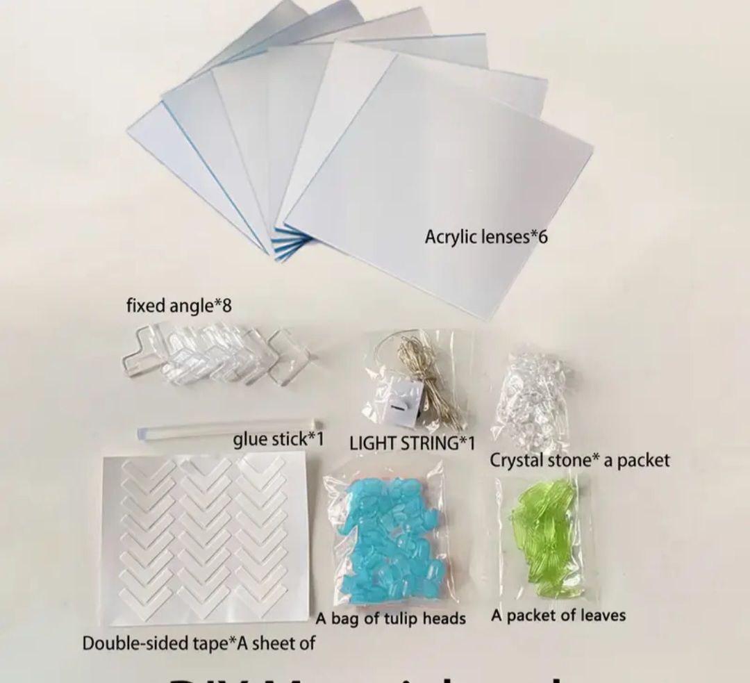 Ночник Бесконечные тюльпаны в кубе для творчества Собери сам 10х10 см Голубой (Л-024/1) - фото 4 Ночник Бесконечные тюльпаны в кубе для творчества Собери сам 10х10 см Голубой (Л-024/1) - фото 4