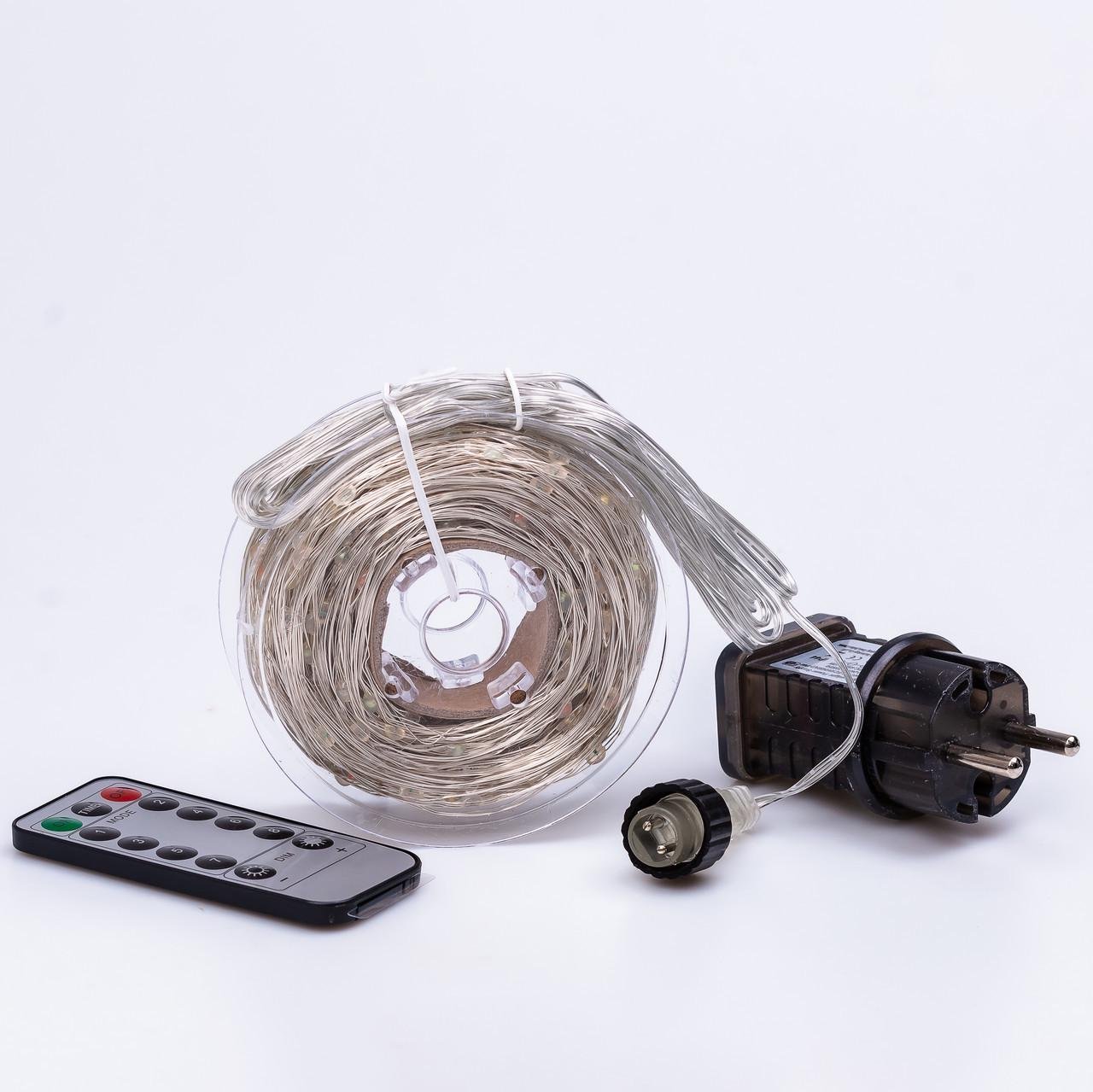 Гирлянда Роса Капля 50 м 500 LED лампочек светодиодная в катушке медная проволока 50 м 8 функций и пульт - фото 8