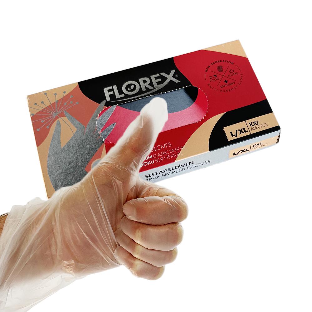 Перчатки одноразовые Reflex FLOREX L/XL 100 шт. Прозрачный - фото 2