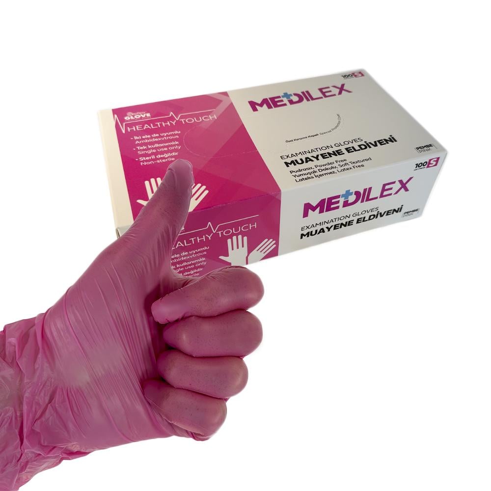 Рукавички медичні Reflex Medilex TPE S 100 шт. Рожевий - фото 2