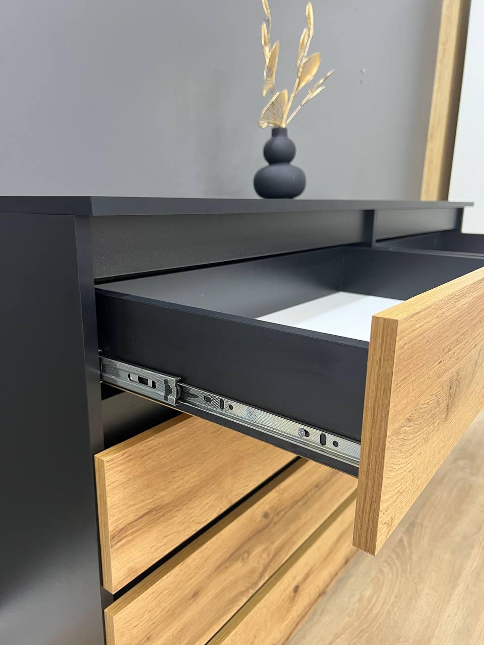 Комод Сідней 8 шухляд 860х1404х410 мм Дуб Аппалачі/Чорний - фото 4 Комод Сідней 8 шухляд 860х1404х410 мм Дуб Аппалачі/Чорний - фото 4