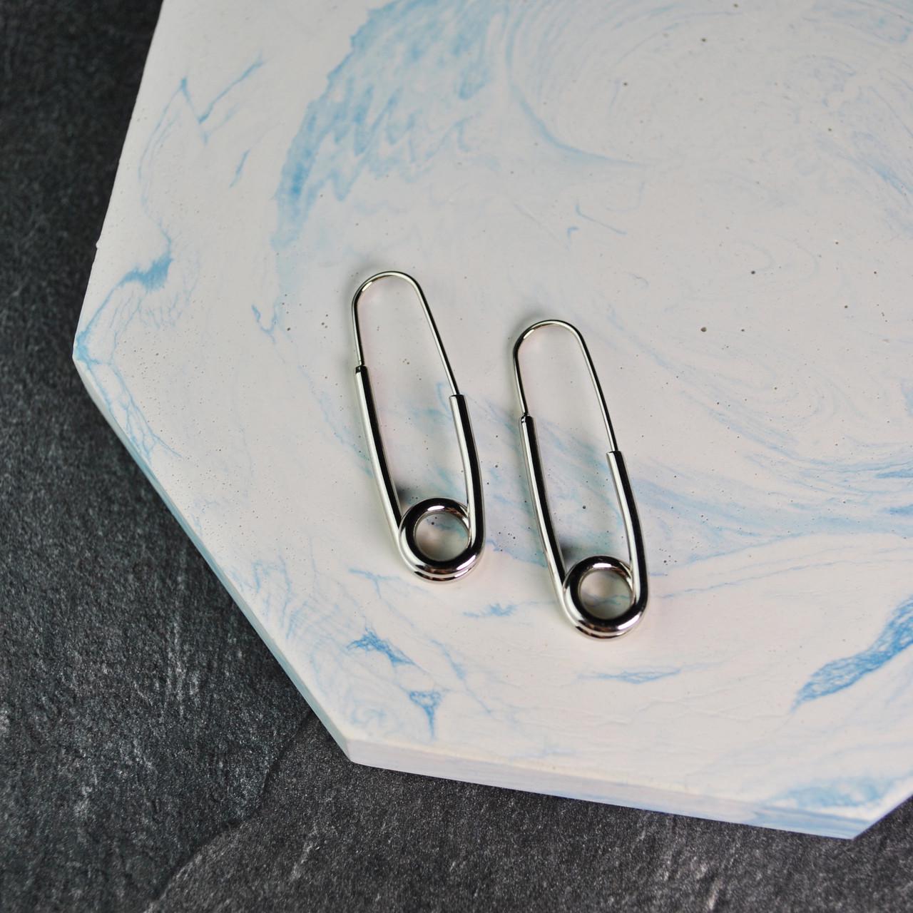 Серьги булавки медицинская сталь родий (x098-1) - фото 4