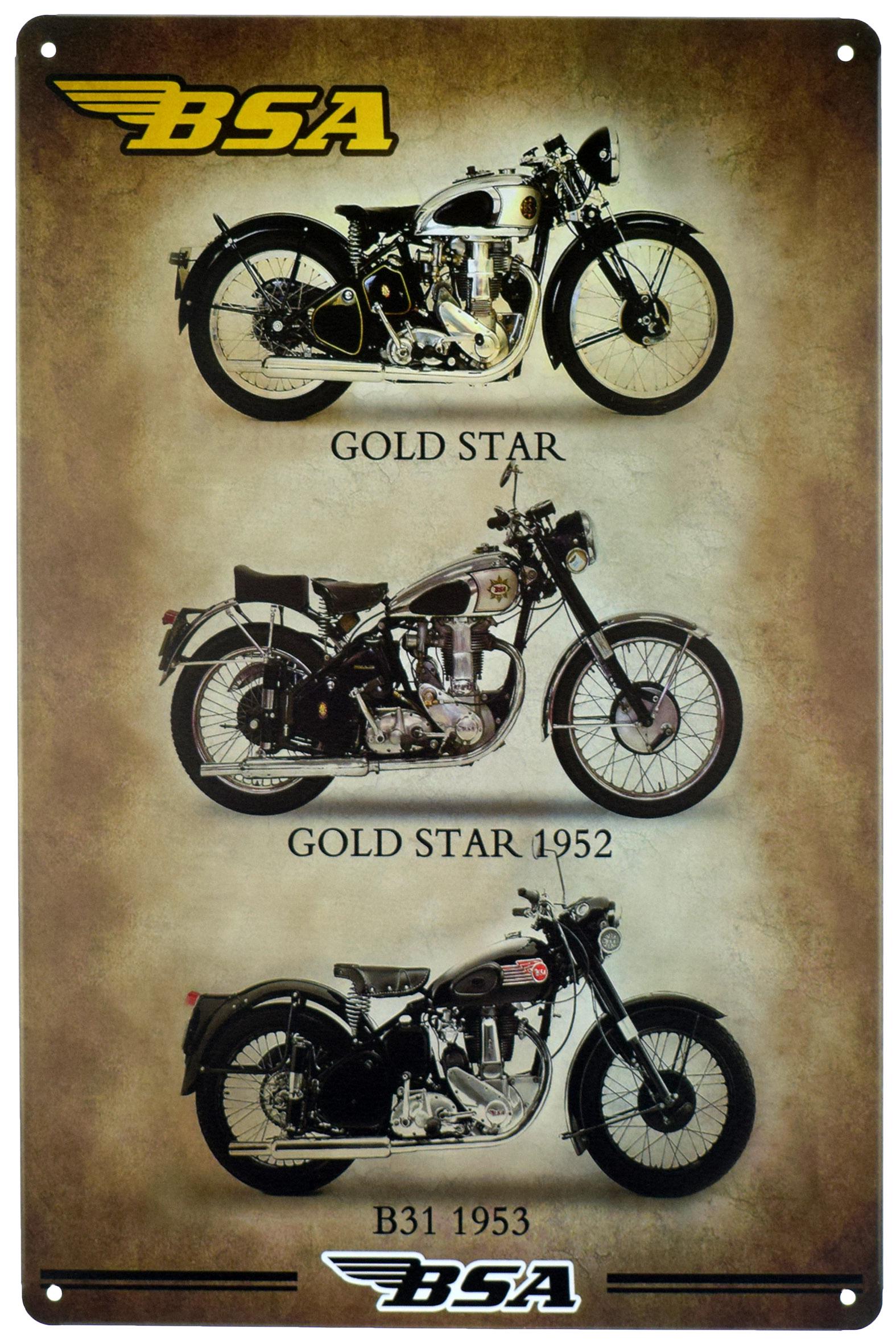 Табличка металева BSA Gold Star 20x30 см