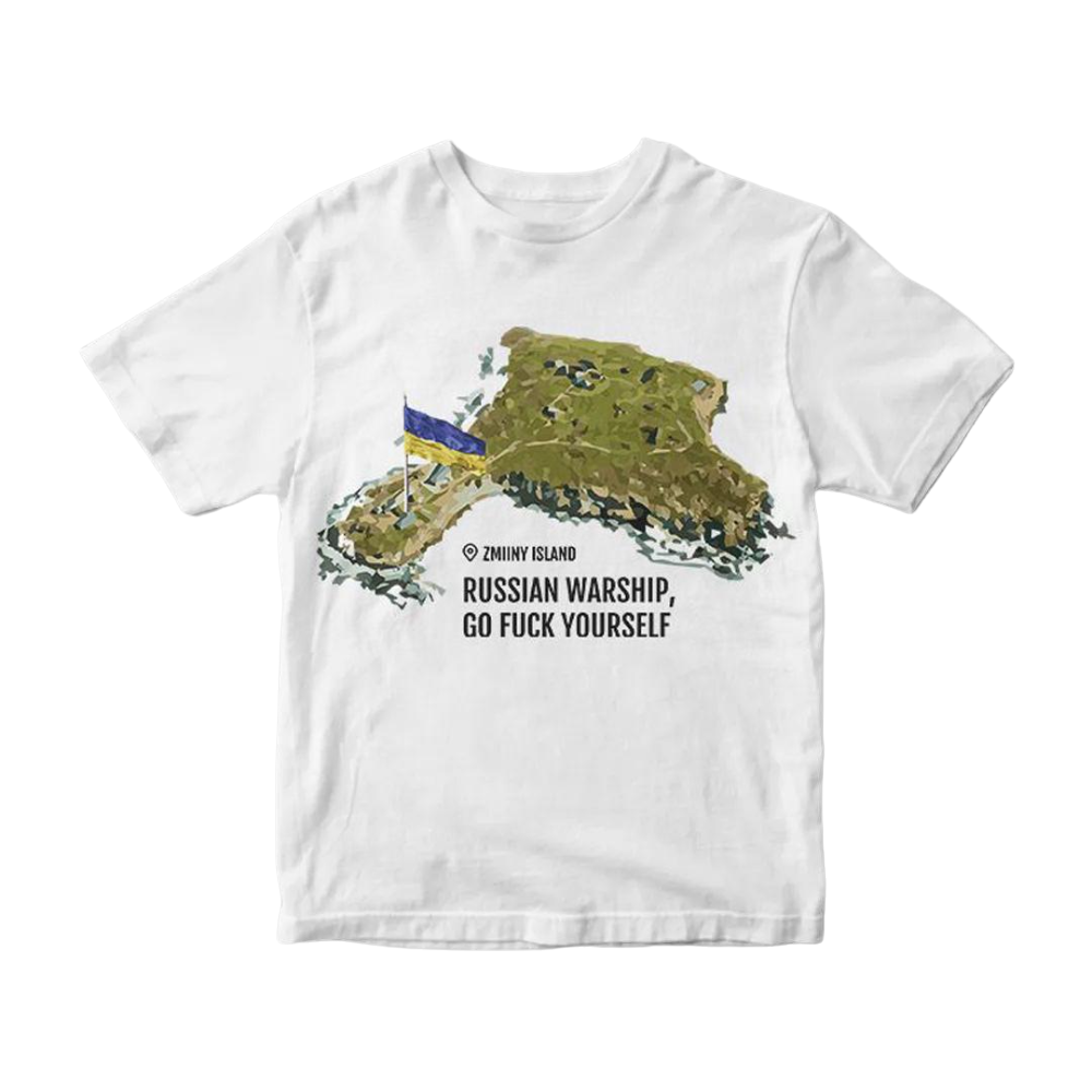 Футболка патриотическая Zerno "RUSSIAN WARSHIP, GO FUCK YOURSELF" S Белый