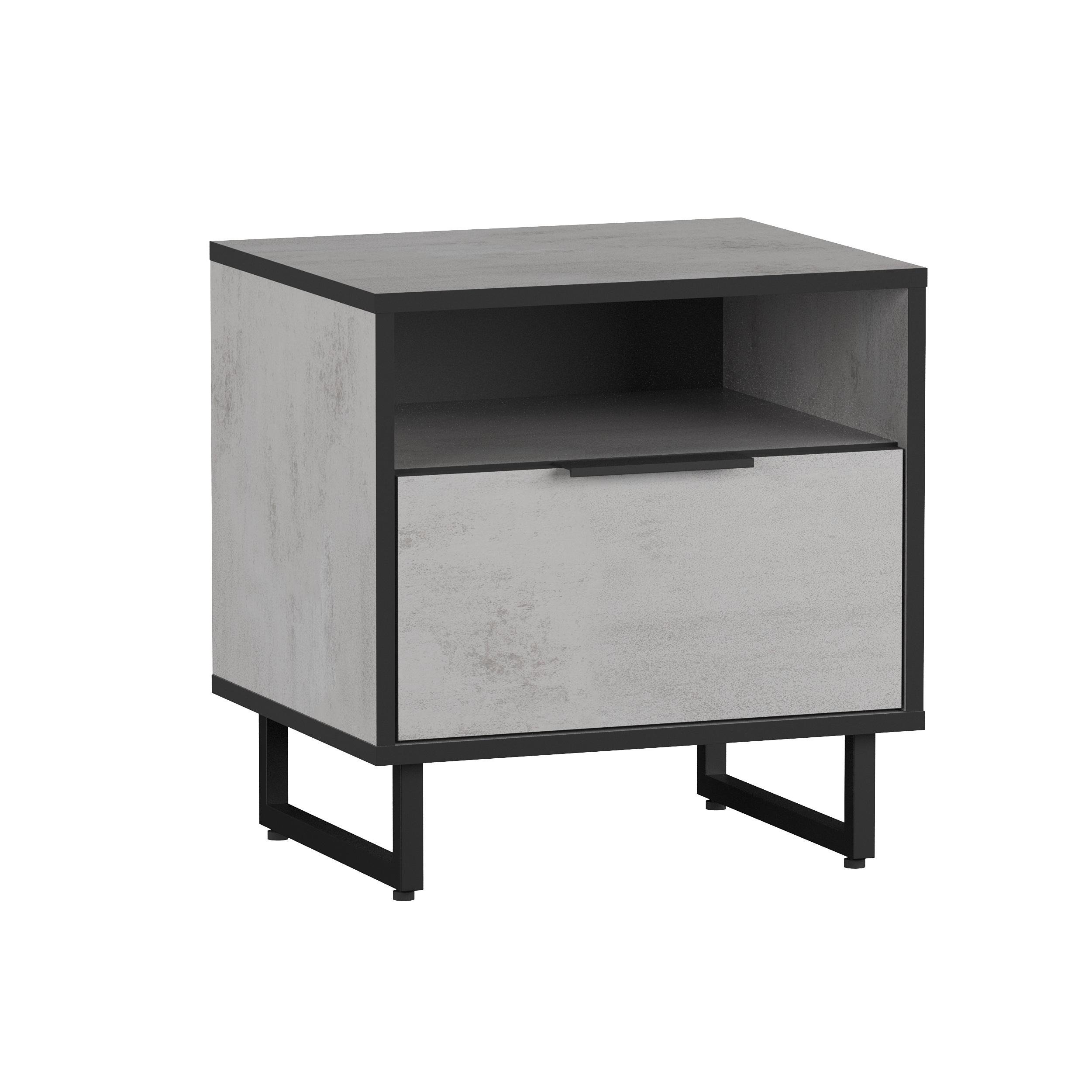 Тумба прикроватная с ящиком и полкой 483x505x400 Бетон тефра (mf-11-bf) - фото 1 Тумба прикроватная с ящиком и полкой 483x505x400 Бетон тефра (mf-11-bf) - фото 1