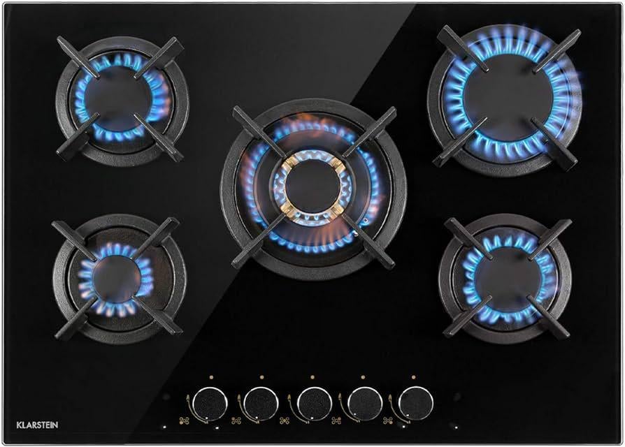 Варочная поверхность газовая Klarstein Goldflame 5 стеклокерамика Черный (10034973)