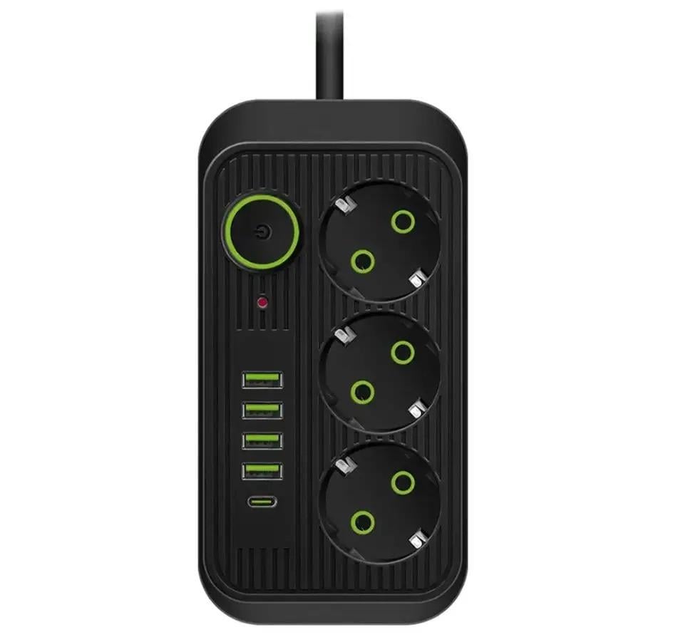 Удлинитель 3 розетки 4 USB Type-C UA Power F09U 4 м Черный (021270)