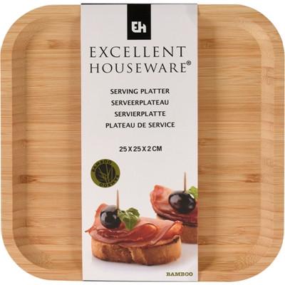Блюдо сервировочное Excellent Houseware Wooden Serving Platter 25x25x2 cm