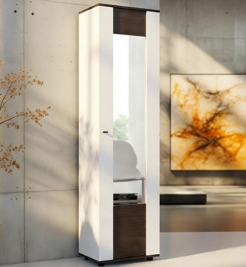 Шафа з дзеркалом Мастер Форм Марс 550х340х2000 мм Білий/Венге магія (07322)