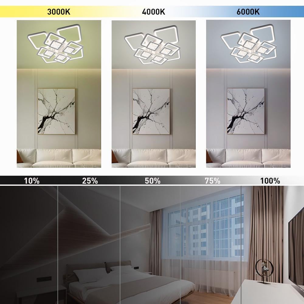 Люстра-смарт світлодіодна ESLLSE TETRA TWIST ICE 165W 8S 595x595x110 мм Білий (141-10584-01) - фото 4