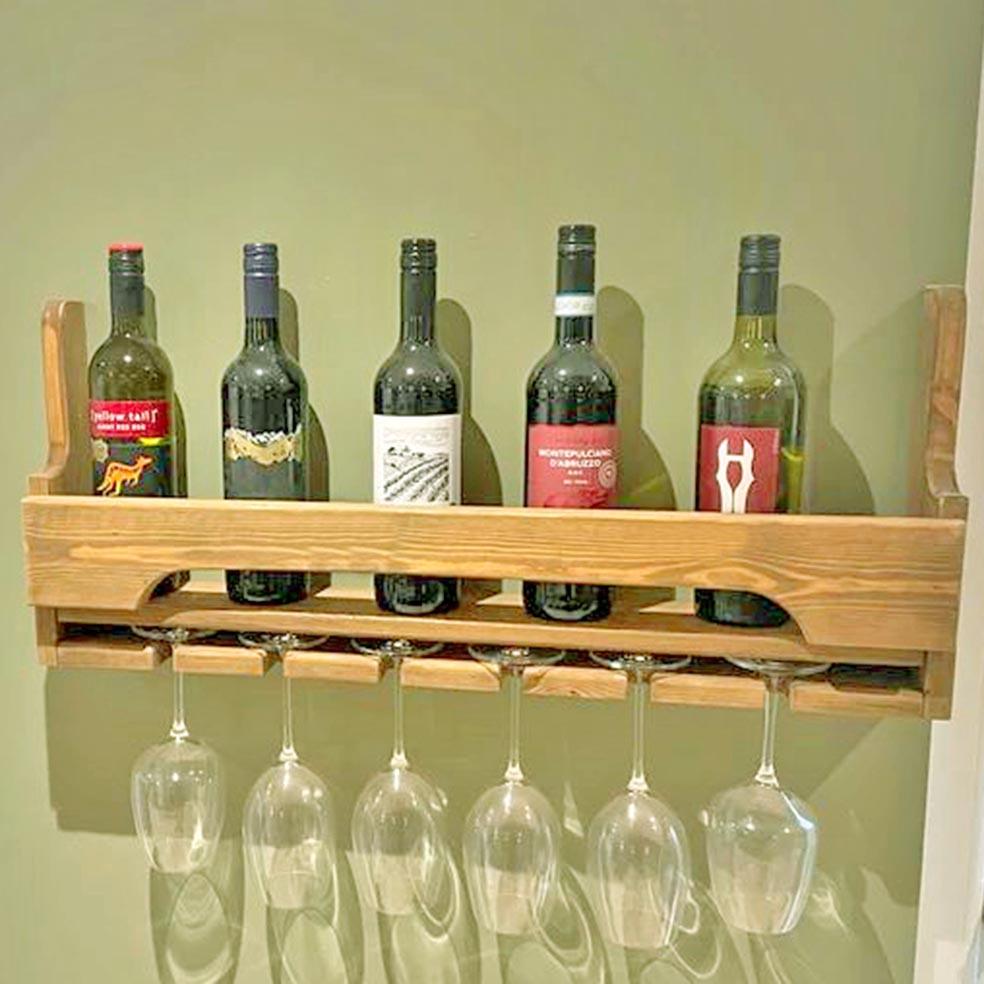 Полка для вина настенная из дерева Хасима Сиена (ПНК-008305)