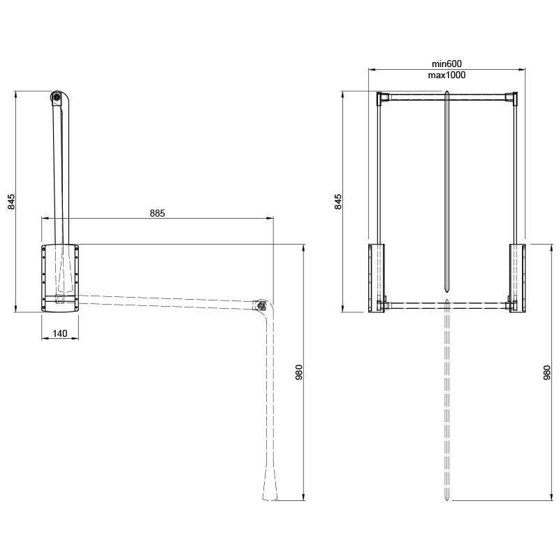 Пантограф Hafele 10 кг 600-1000 мм (805.20.352) - фото 2