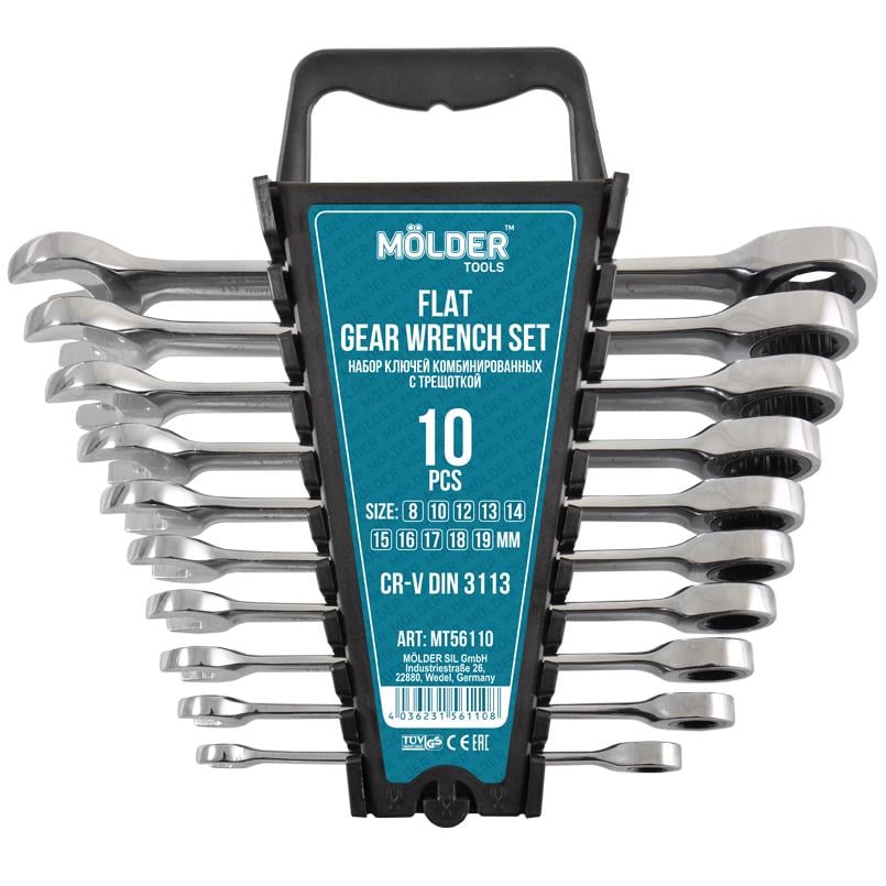 Набор ключей Molder с трещоткой CR-V 10 шт. (MT56110)