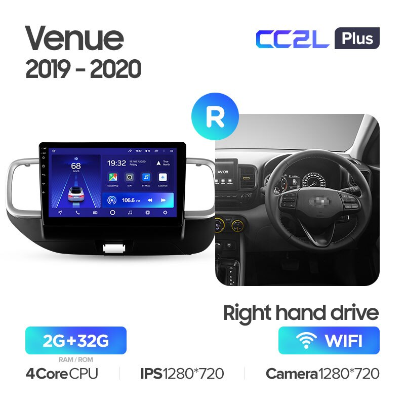 Автомагнитола штатная Teyes CC2L Plus для Hyundai Venue 2019-2020 Right hand driver Android 2/32 Гб (1707232897) - фото 2