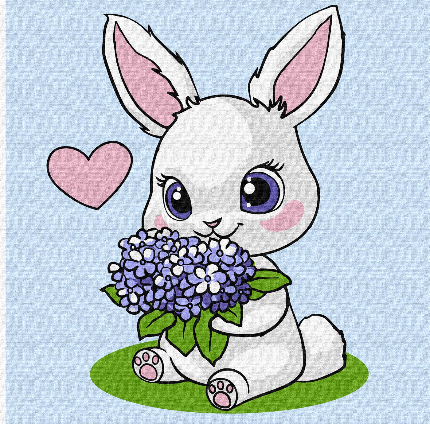 Набір для розпису по номерах Ideyka 5+ Зайчик з гортензіями КНО1244 25x25 см (MTT-198643)