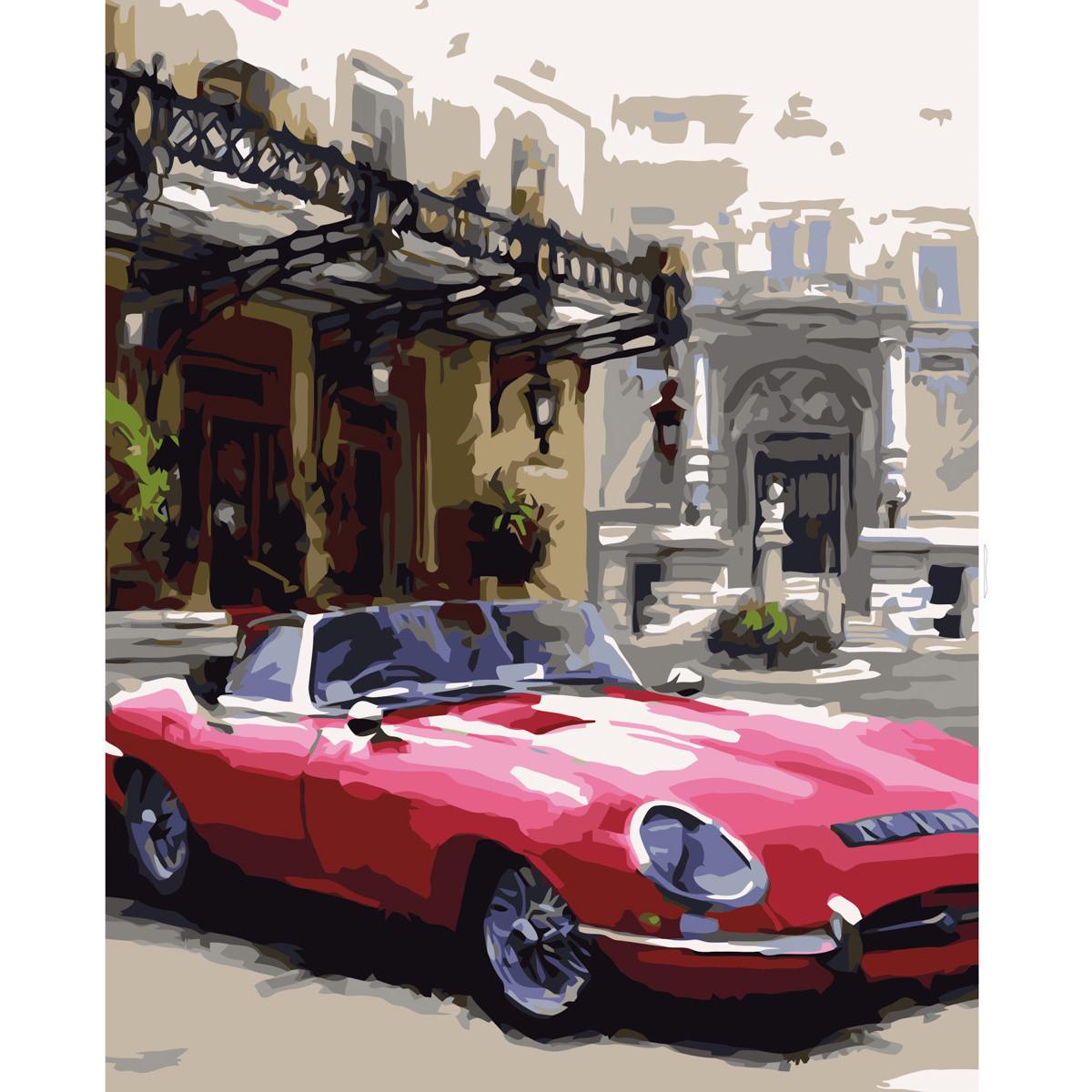 Картина за номерами Strateg Ретро ягуар з лаком 40х50 см (VA-0514)