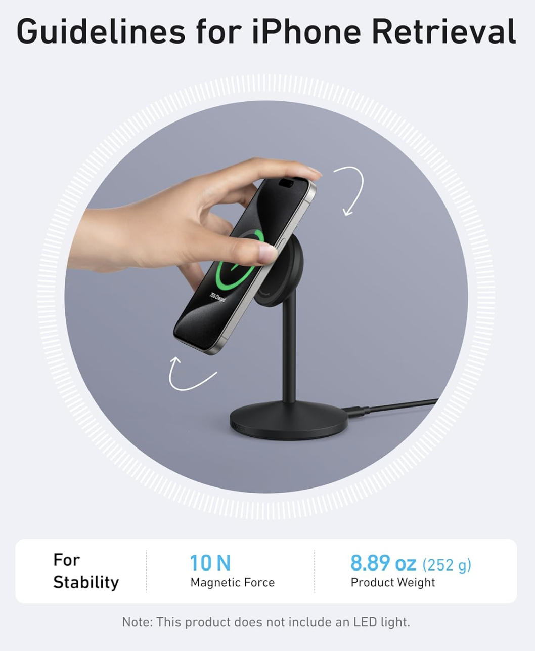 Зарядний пристрій Anker MagGo MagSafe QI2 15W Certified 360° Charger For iPhone 12-17 Series Black - фото 3 Зарядний пристрій Anker MagGo MagSafe QI2 15W Certified 360° Charger For iPhone 12-17 Series Black - фото 3