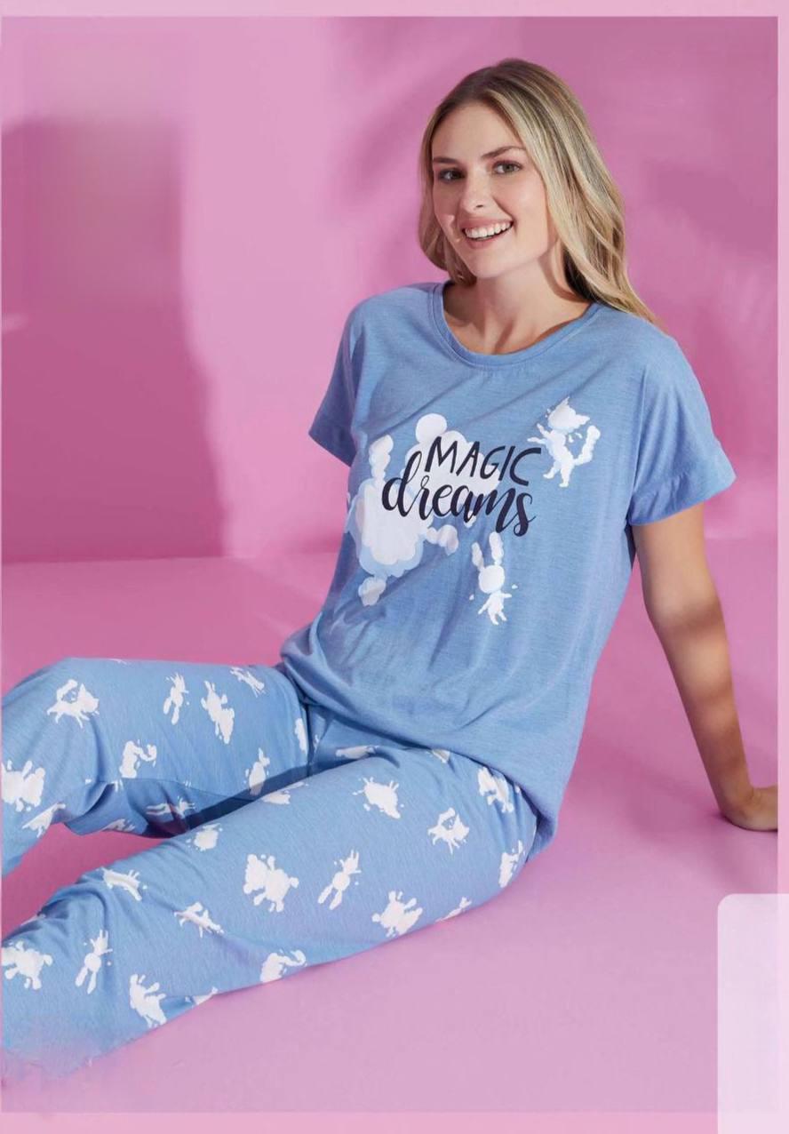 Пижама женская L Голубой (700723) - фото 2 Пижама женская L Голубой (700723) - фото 2