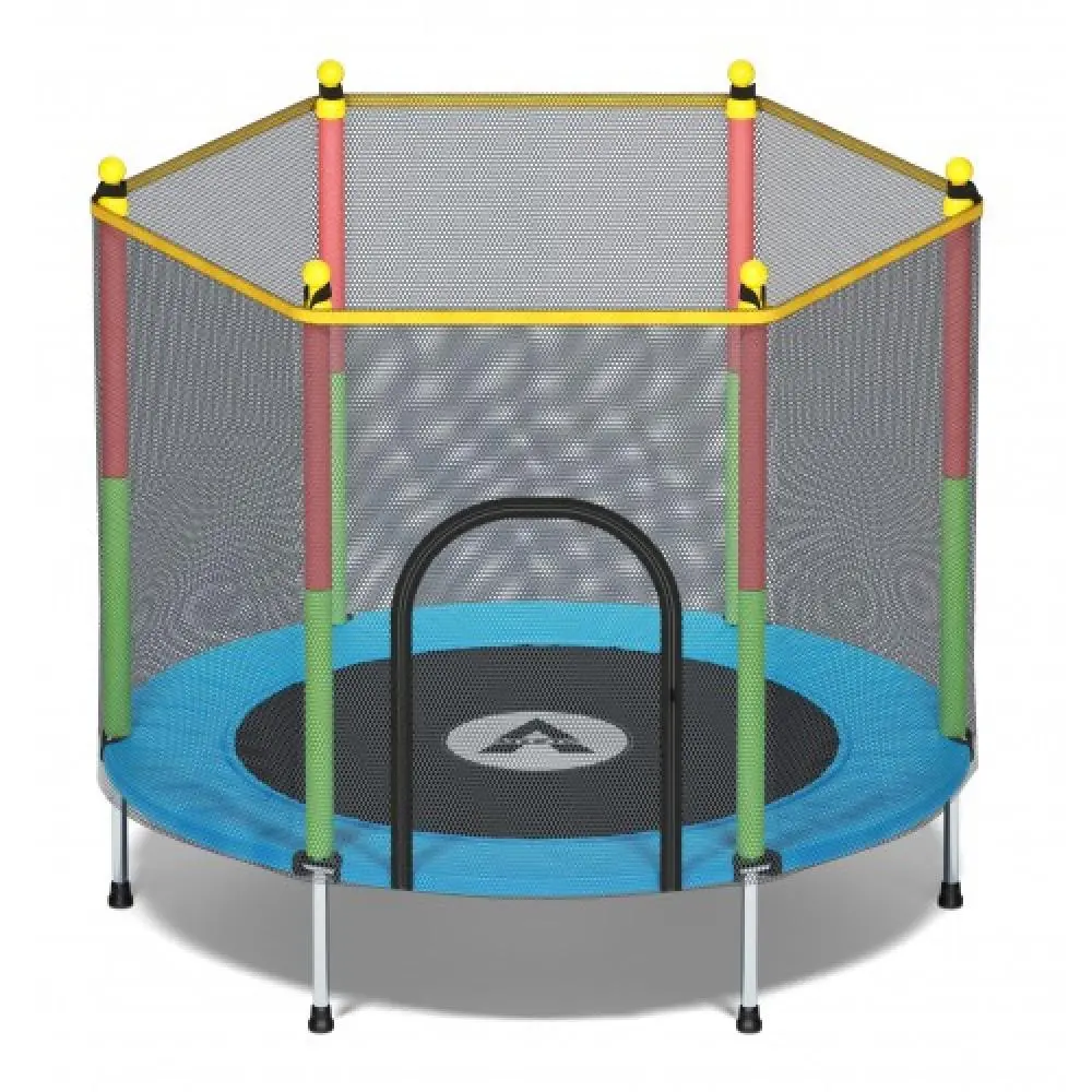 Батут детский Atleto KRB01 с защитной сеткой на металлических опорах 140 см Синий (132-76-21000142) - фото 3
