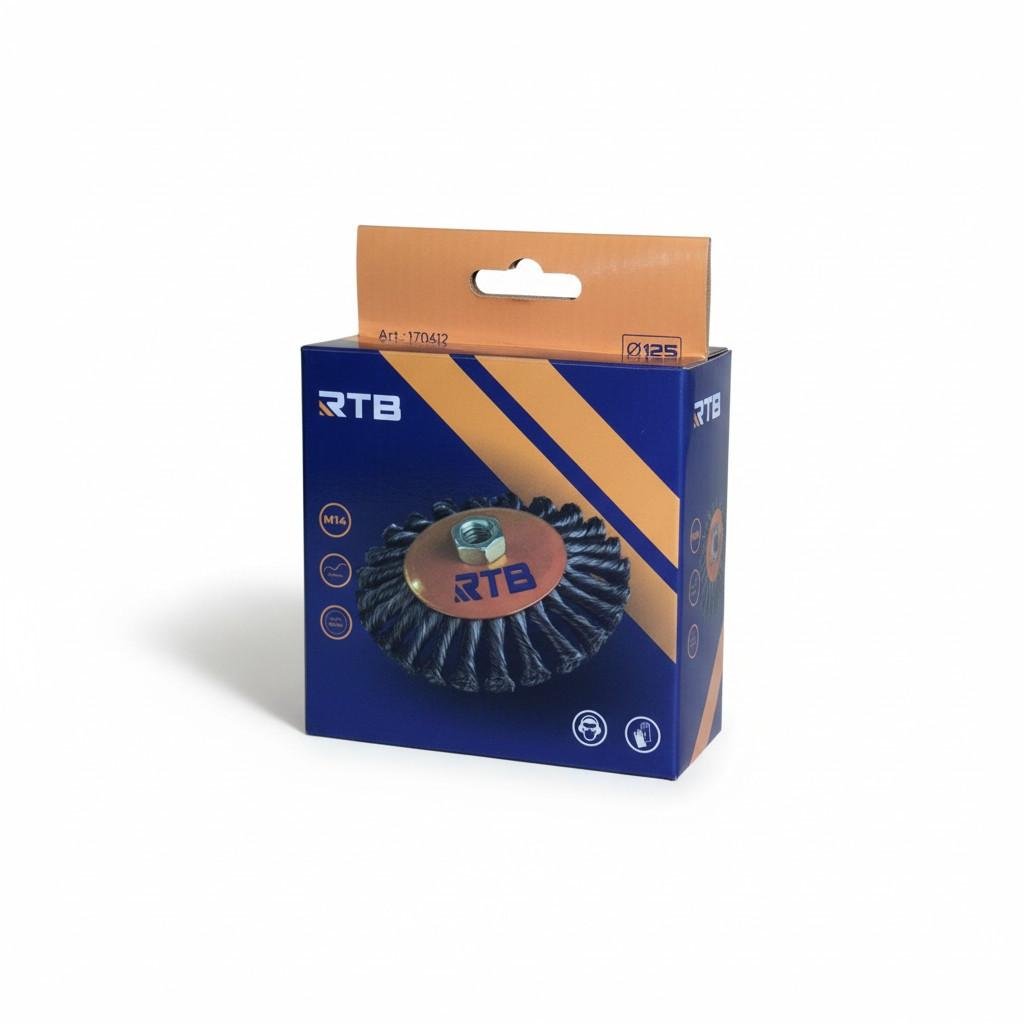 Щетка крацовки чашечная RTB для УШМ стальная жгутированная проволока 125 мм (170412)