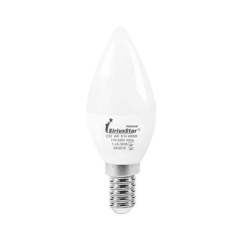Светодиодная лампа SiriusStar 4W С37 4000K E14 Белый (3208) Светодиодная лампа SiriusStar 4W С37 4000K E14 Белый (3208)