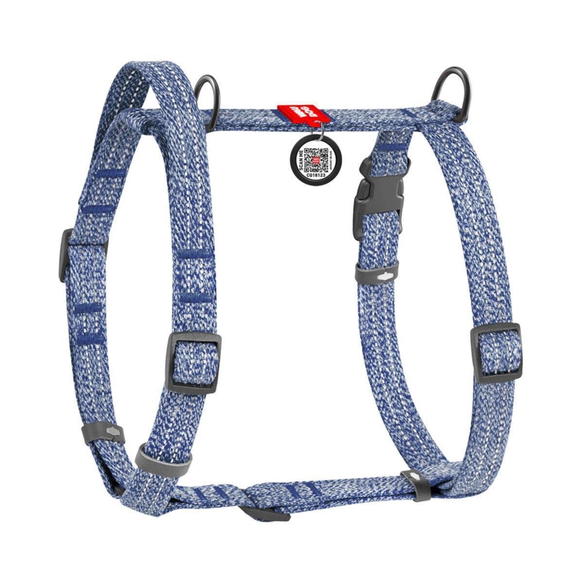 Шлея для собак анатомічна Waudog Re-cotton з QR-паспортом/світловідбивна М 20 мм х 43-60 см х 50-80 см Синій (259212 Col)