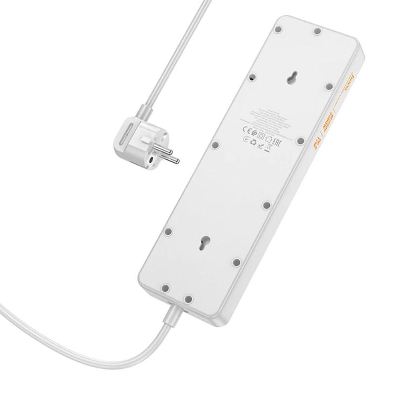 Удлинитель Hoco AC13A USB 5 розеток 3USB Type-C White (020753) - фото 4