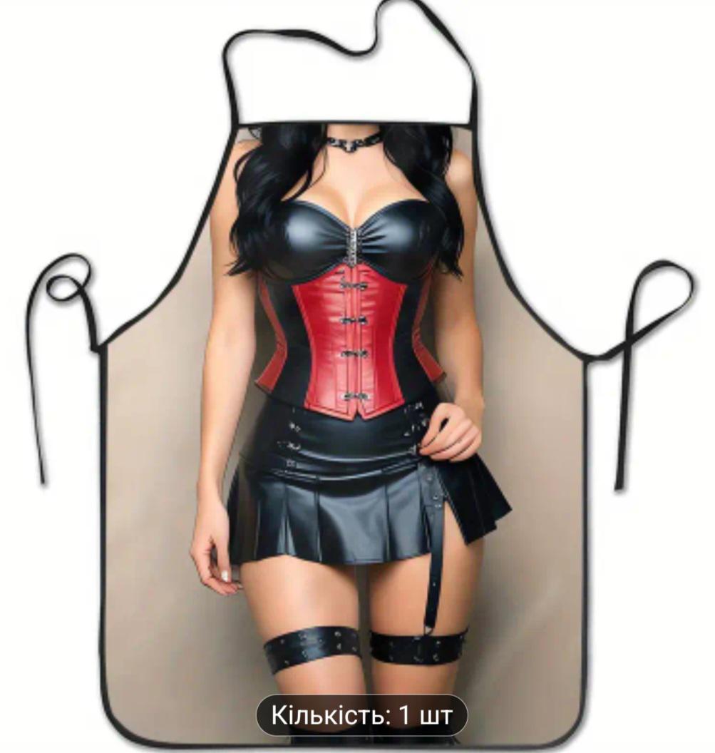 Фартук с приколом для женщин девушка в кожаном платье 72x53 см Разноцветный (808942) - фото 3 Фартук с приколом для женщин девушка в кожаном платье 72x53 см Разноцветный (808942) - фото 3