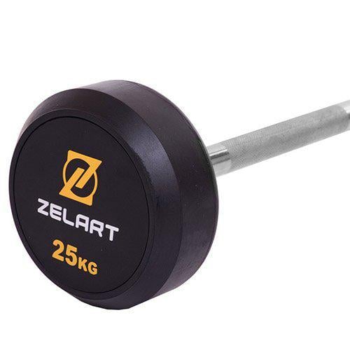 Штанга фиксированная прямая Rubber Coated Barbell Zelart TA-2685 25 кг Черный (58363066) - фото 3