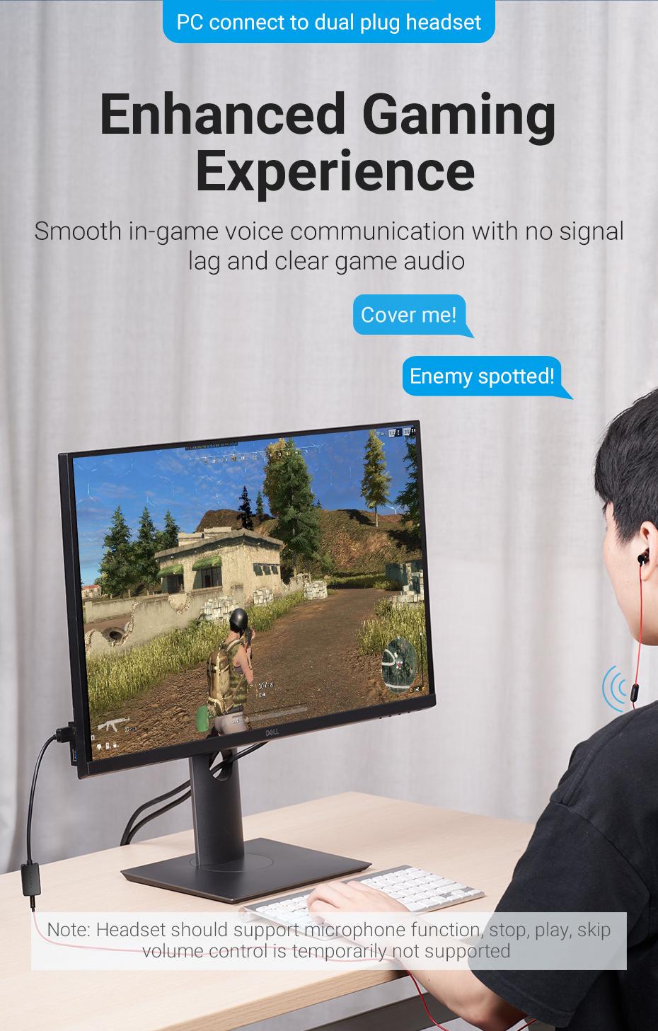 Зовнішня звукова карта Vention USB OMTP CTIA роз'єм 3,5 мм для гарнітури шумозаглушення Plug and Play 48кГц 16біт 0.15 м Чорний (CDZB0) - фото 4 Зовнішня звукова карта Vention USB OMTP CTIA роз'єм 3,5 мм для гарнітури шумозаглушення Plug and Play 48кГц 16біт 0.15 м Чорний (CDZB0) - фото 4