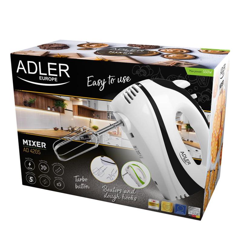 Миксер кухонный Adler AD 4205 ручной на 5 скоростей с турборежимом 550 Вт Black - фото 10