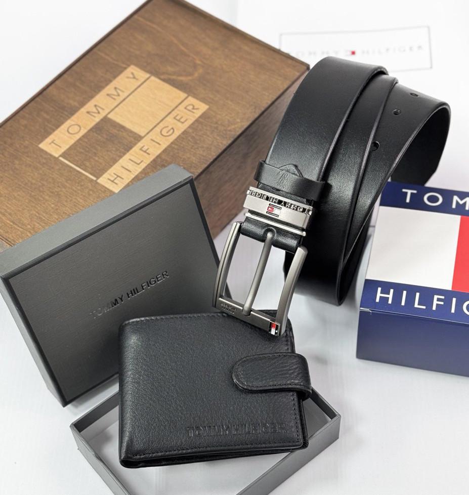 Подарунковий набір чоловічий ремінь і портмоне дерев'яній коробці (TH 073 PTR)