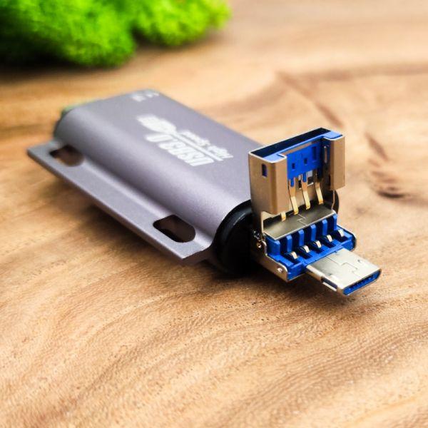 Кардридер USB 3.0/Micro-USB/Type-C на SD/MicroSD - фото 4