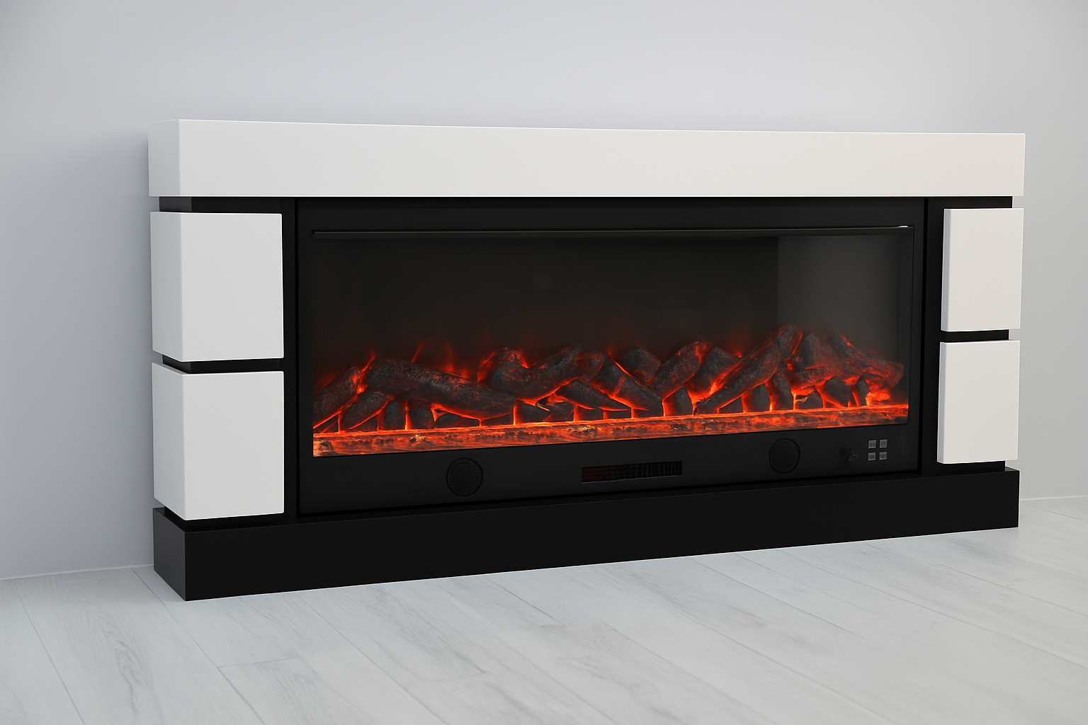 Електричний камін Logos Long 158 1500 Вт Bluetooth звук потріскування дров White/Black (10080144)