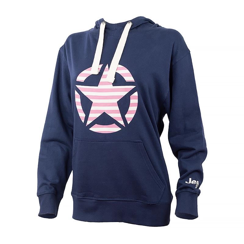 Худі жіноче JEEP HOODED OVERSIZE SWEATSHIRT STAR Striped Print S Синій (O102608-A184 S) - фото 1