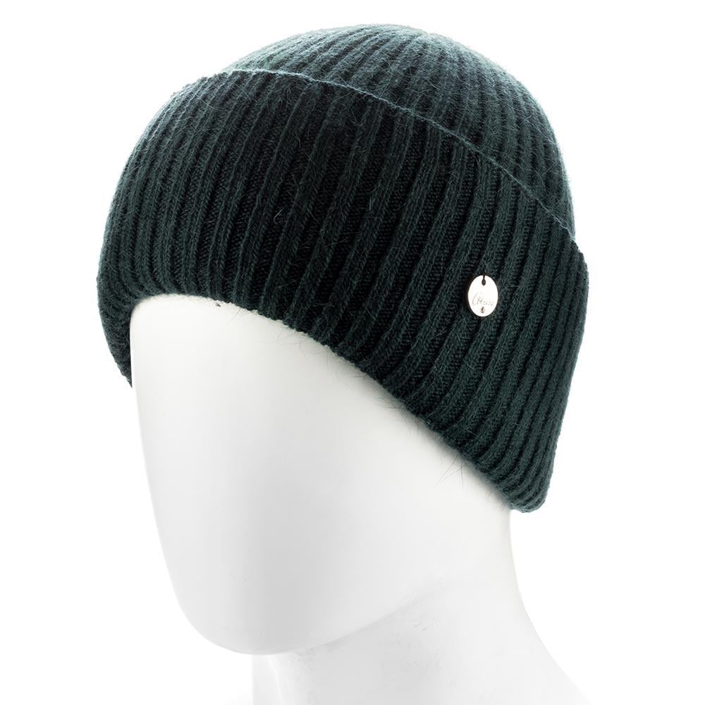 Шапка женская ангоровая зимняя Atrics WH895 в широкий рубчик с двойным отворотом утепленная флисом Зеленый Шапка женская ангоровая зимняя Atrics WH895 в широкий рубчик с двойным отворотом утепленная флисом Зеленый