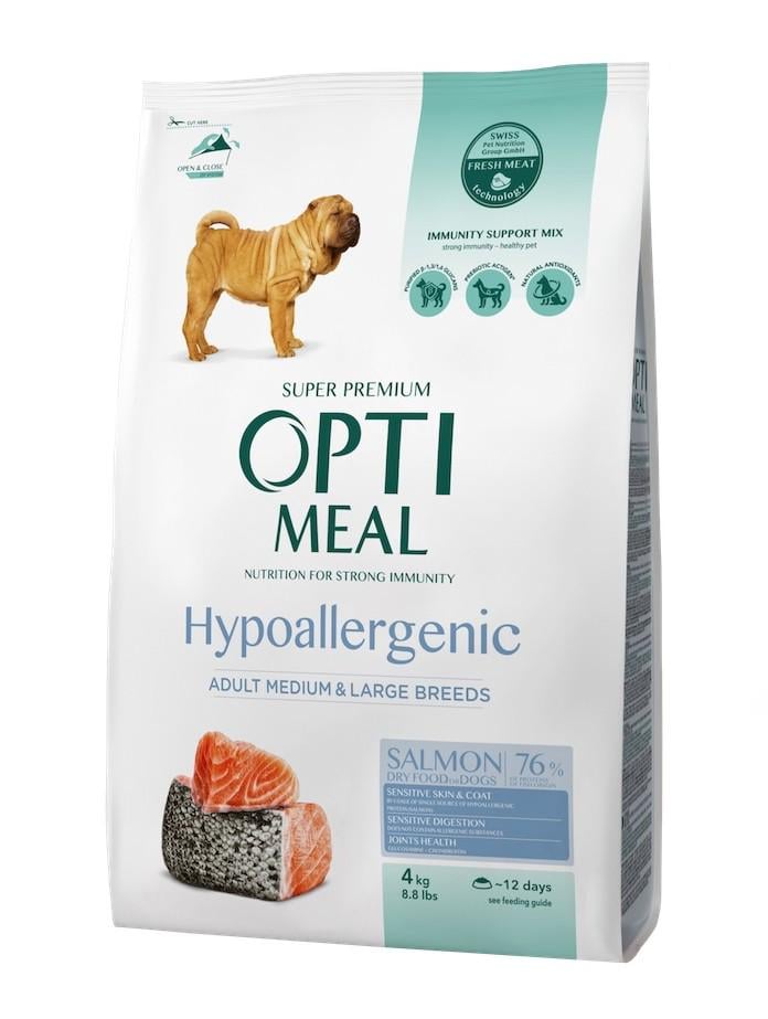 Сухий корм для дорослих собак середніх та великих порід Optimeal зі смаком Лосося гіпоалергенний 4 кг (4820215365932)