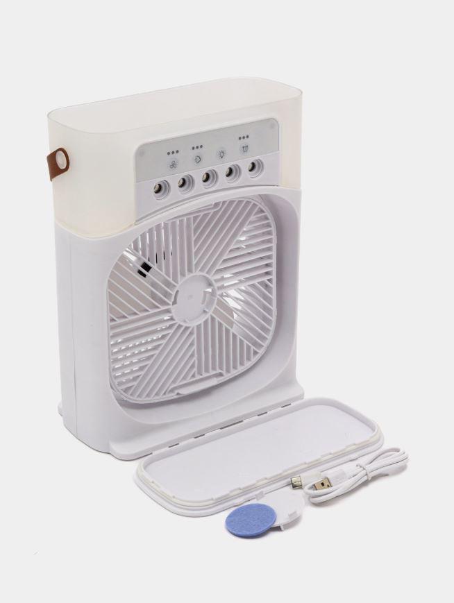 Портативный вентилятор, мини-кондиционер на 600 мл с подсветкой 7 цветов и таймером White - фото 5